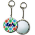 2" Round Metallic Key Chain w/ 3D Lenticular Animated Spinning Wheels - Multi Color (Imprinted)